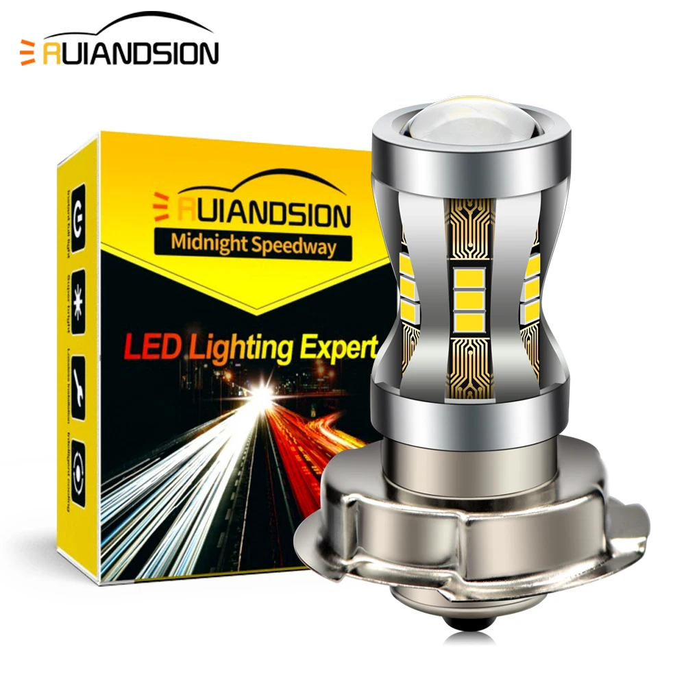 2PCS Ruiandsion BA20D H6 Motorcycle Headlight LED P45T P15D Hi/Lo Beam Lamp P26S 10-30V Bulbs For ATV Scooter Motorbike Headlamp