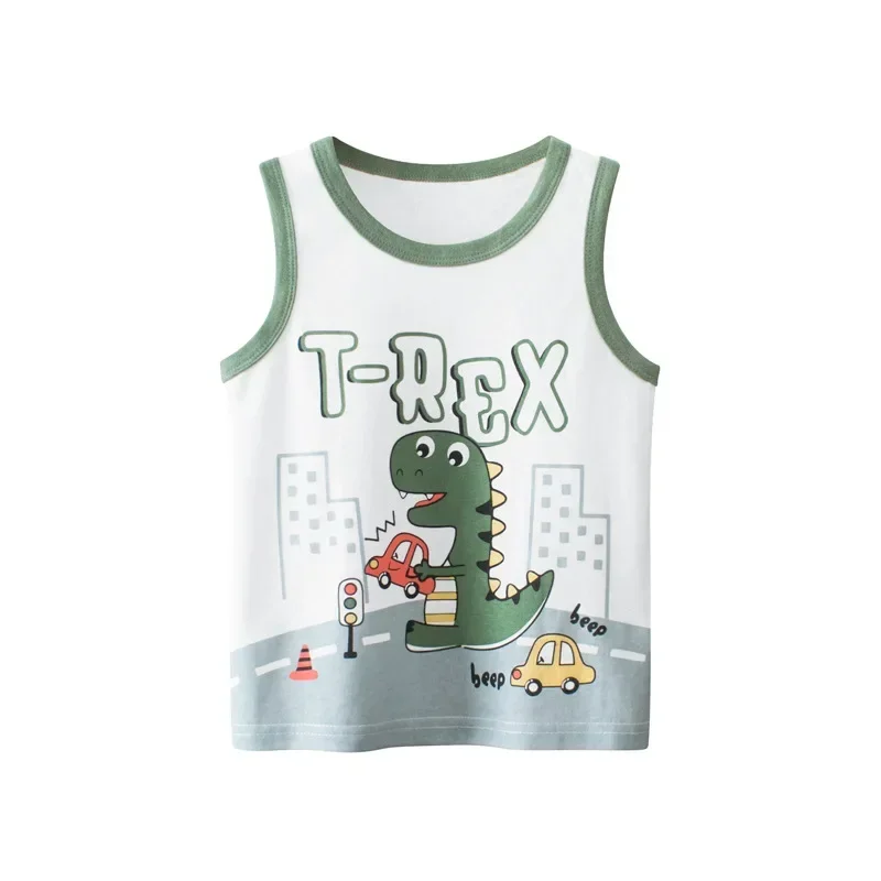 2024 Kids Summer Casual Vest Children Boys Girls Sleeveless Tops Cotton Cartoon T-shirt Tees Toddler Top Outfits Dropshipping