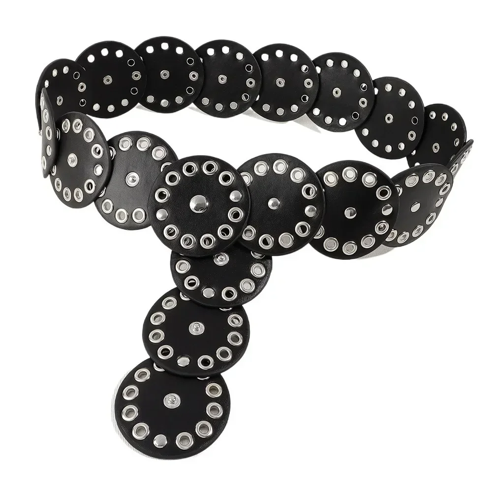 1pc novo estilo vintage feminino falso cinto de plutônio com rebite oval fivela cintura vintage cintos personalizados