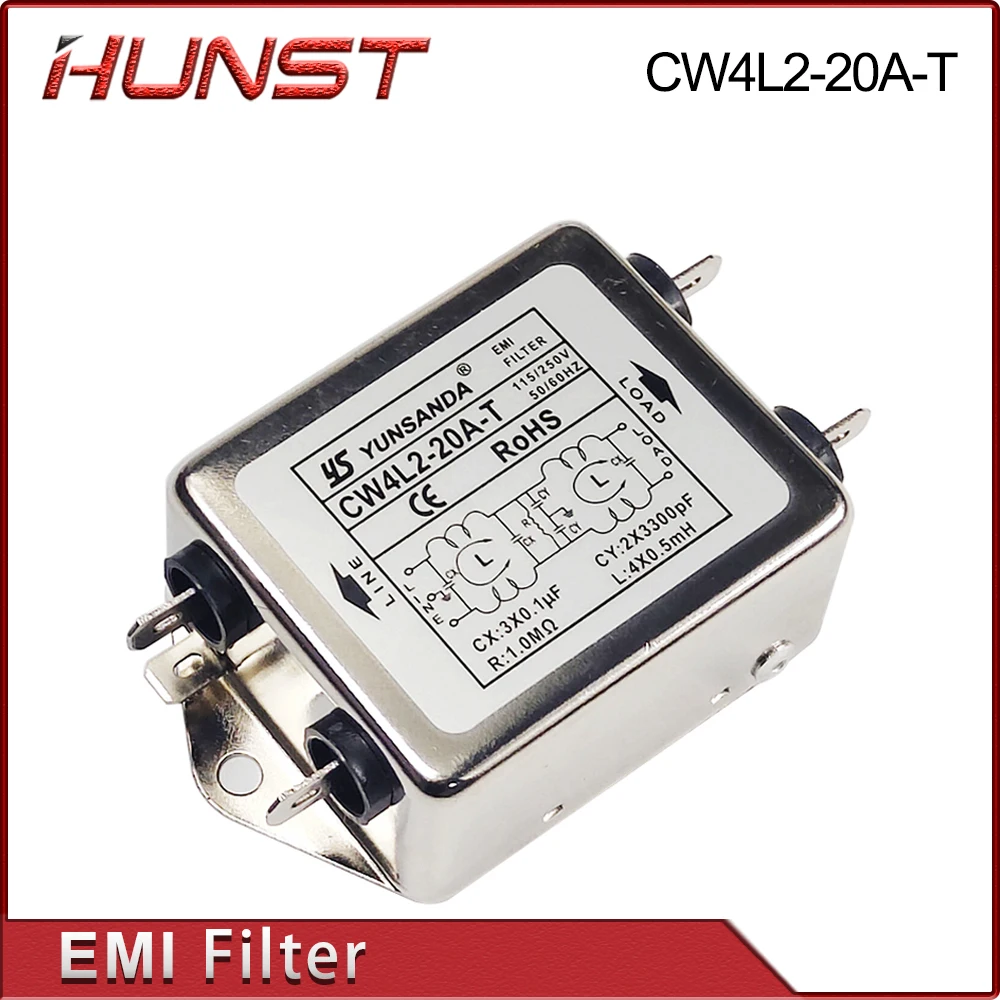 

Hunst EMI Filter CW4L2-20A-T Single Phase AC 115V / 250V 20A 50/60HZ For Laser Cutting Engraving Machine And Marking Machine.