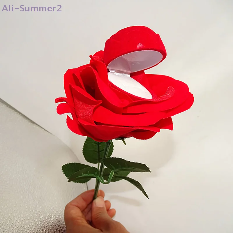 Unique Rose Ring Display Box Proposal Ring Holder Floral Engagement Ring Box Dropship
