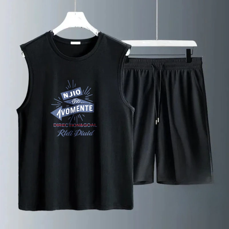 Men's Tank Top Sets 2026 Summer Quick drying Sportswear jogging set running oversize seaside sweat suit sports beach crewneck