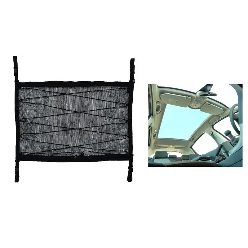 Car Ceiling Cargo Net Auto Roof Mesh Space Saving Net auto Roof Storage Organizer With Large Capacity Cellular Network Design