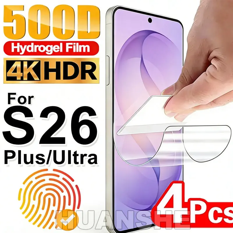 4PCS Soft Hydrogel Full Cover Clear Screen Protector Films for Samsung Galaxy S26 Ultra S25 Ultra Plus FE S24 S23 S22 S21 S20