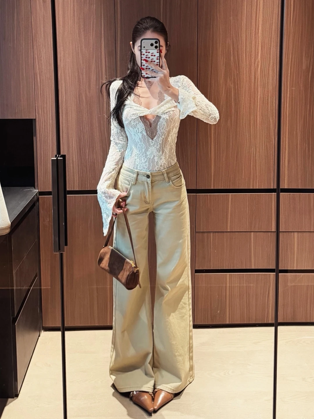 Extended Length Khaki Low Waist Bell Bottom Jeans Women's Version Super Good Looking Non-Matching Leggings Bootcut Denim Jeans