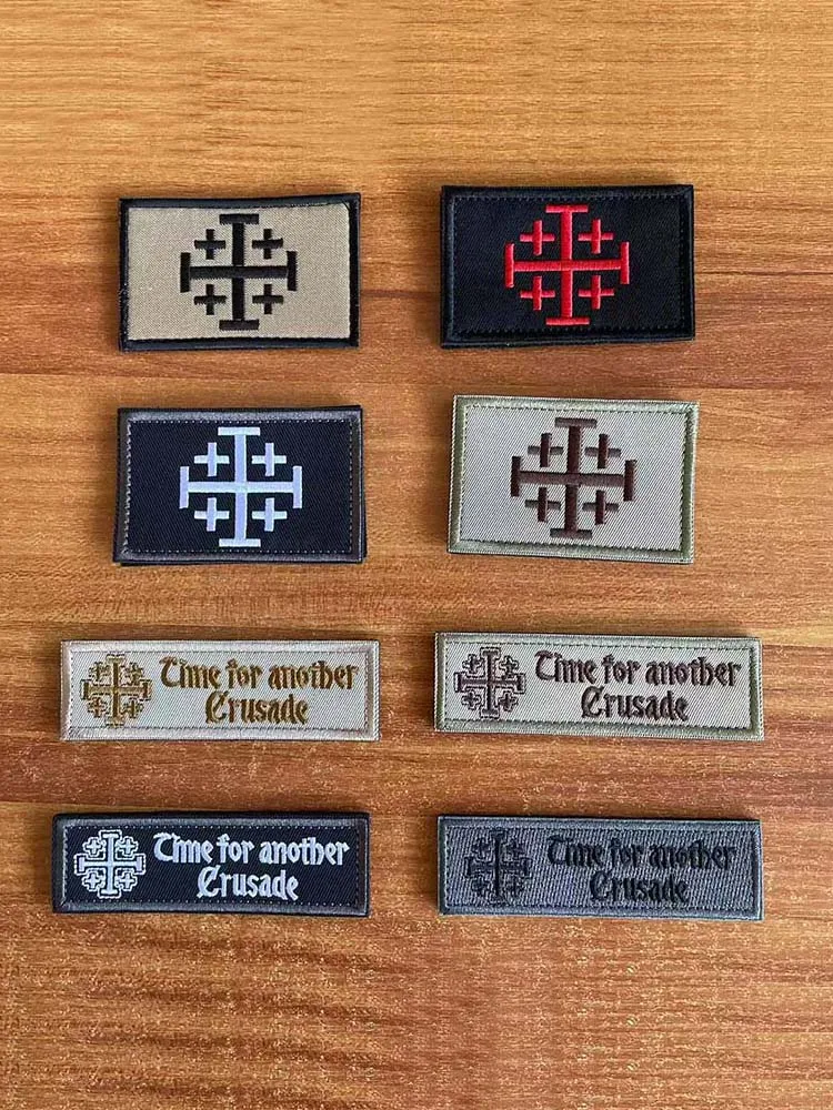 Les chevaliers templiers de Jérusalem, patchs brodés en tissu avec emblème du morale des croisades, autocollants militaires, Badge tactique