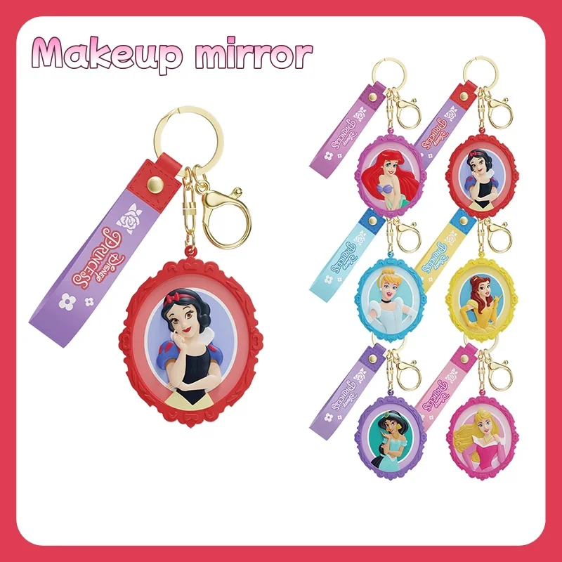 

Disney Snow White Keychain Portrait Girls Multifunctional Makeup Mirror School Bag Chain Pendant Children's Anime Korea