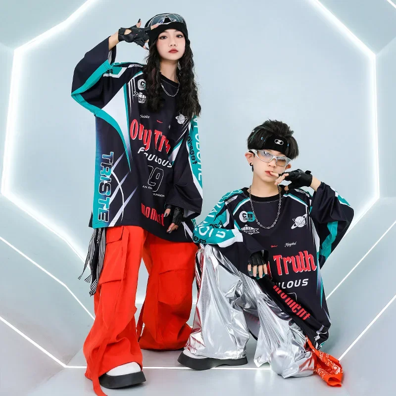 Boys Hiip Hop Outfits Sweatshirt Jogges Pants Girls K-pop Street Dance Shorts Children Streetwear Kids Sportwear Clothes Sets