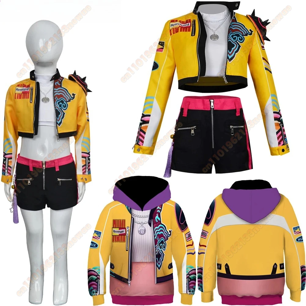 

Kids Adult Rumi KPop Demon Hunters Costume Roleplay Girl Stage Performance Props Wig Clothing Halloween Carnival Cosplay Suit