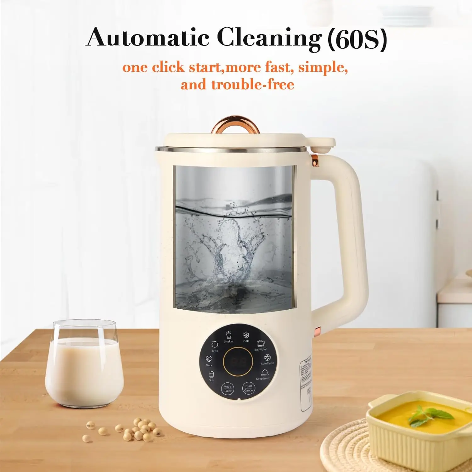 صانع حليب الجوز، 35 أونصة (1000 مل) آلة صنع حليب الصويا، صانع الحليب المنزلي الأوتوماتيكي متعدد الوظائف (اللوز، الشوفان، الفاكهة، C