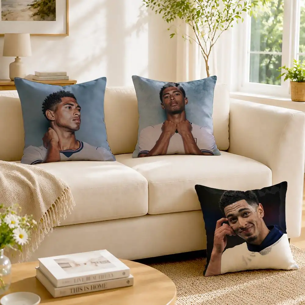 Golden Boy Jude B-Bellingham  Customizable Square Pillow case Double Sided Print Sofa Bedroom Decor Cushion Cover