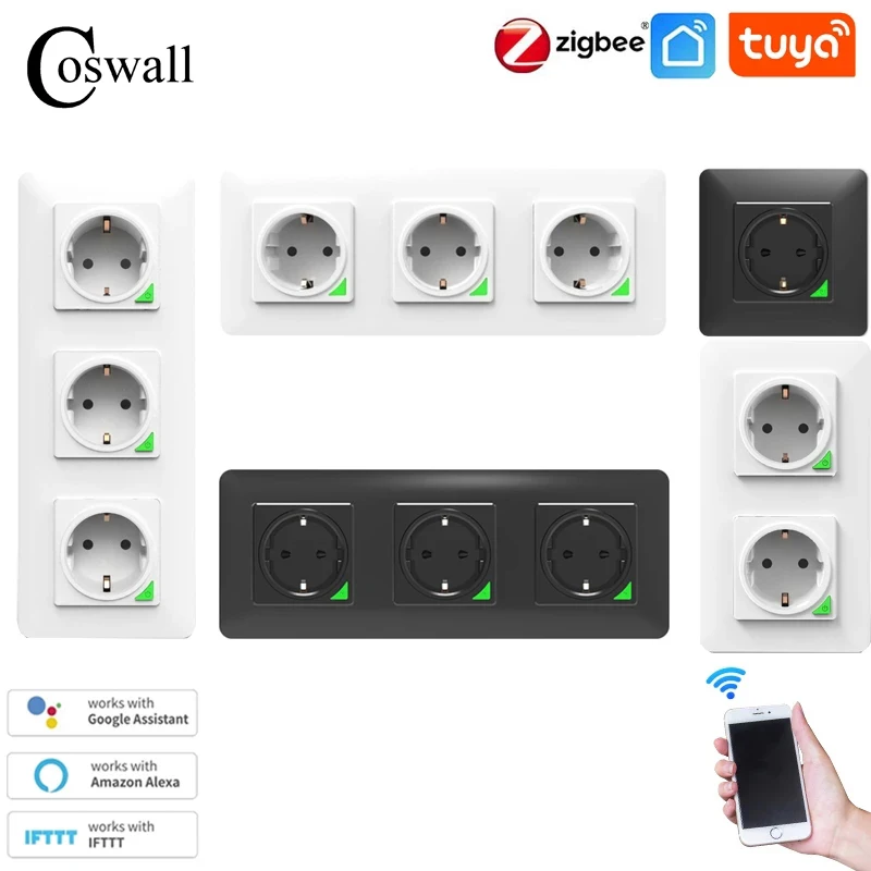 Zigbee 3.0 Zigbee2mqtt Tuya Wall Single Double Triple EU / French Socket Timer Switch Programmable Work With Alexa Google Home