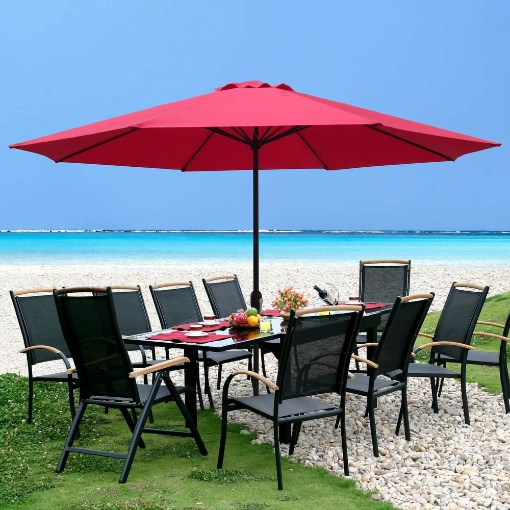 

11ft Octagonal Patio Umbrella Weather-Resistant Outdoor Shade Steel Frame Crank Lift Air Vent Ideal Garden Deck Pool