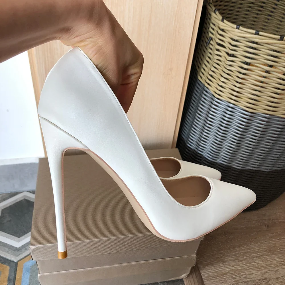 Tikicup حديثا الأبيض ماتي 8 سنتيمتر 10 سنتيمتر 12 سنتيمتر عالية الكعب النساء أشار تو الانزلاق على الضحلة خنجر مضخات OL العمل السيدات أحذية الزفاف