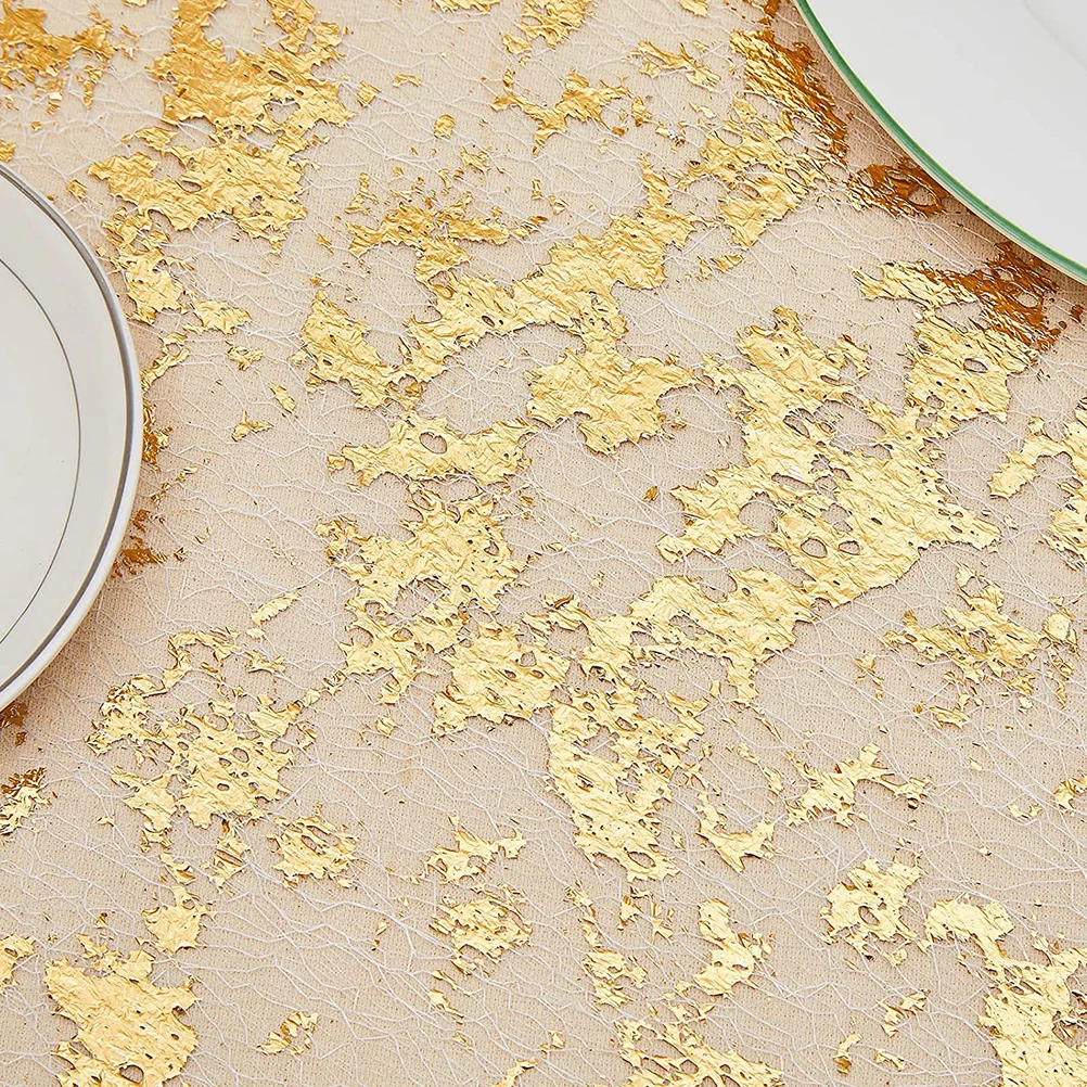 

Golden Runner Polyester Decorative Tablecloth Wear-Resistant Wedding Party Cloth Cover Household Desk Cloth