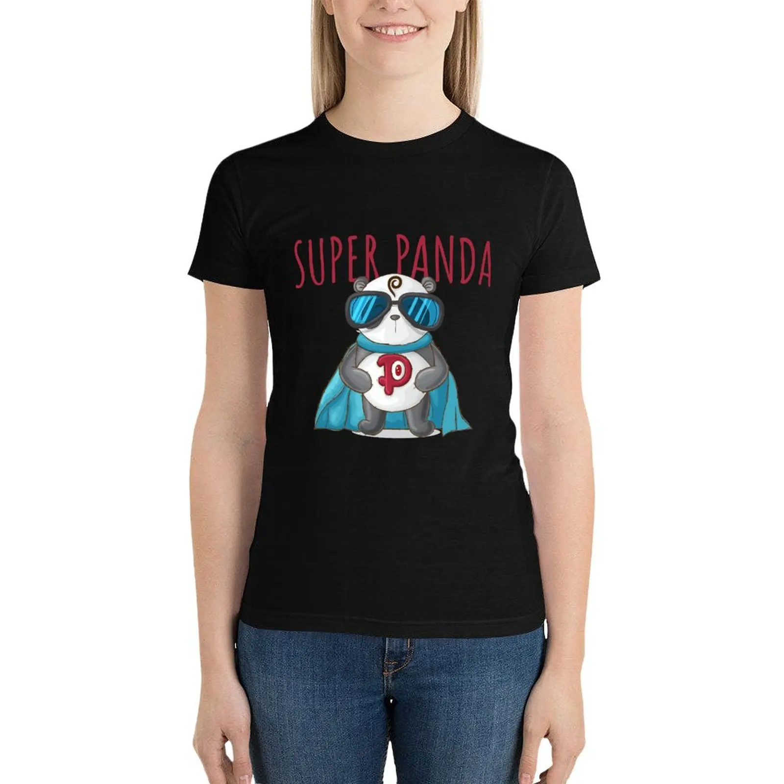 Super Panda, Super Panda Held T-Shirt Tees Dame Kleding Graphics Schattige Kleding Vrouwen T-Shirts