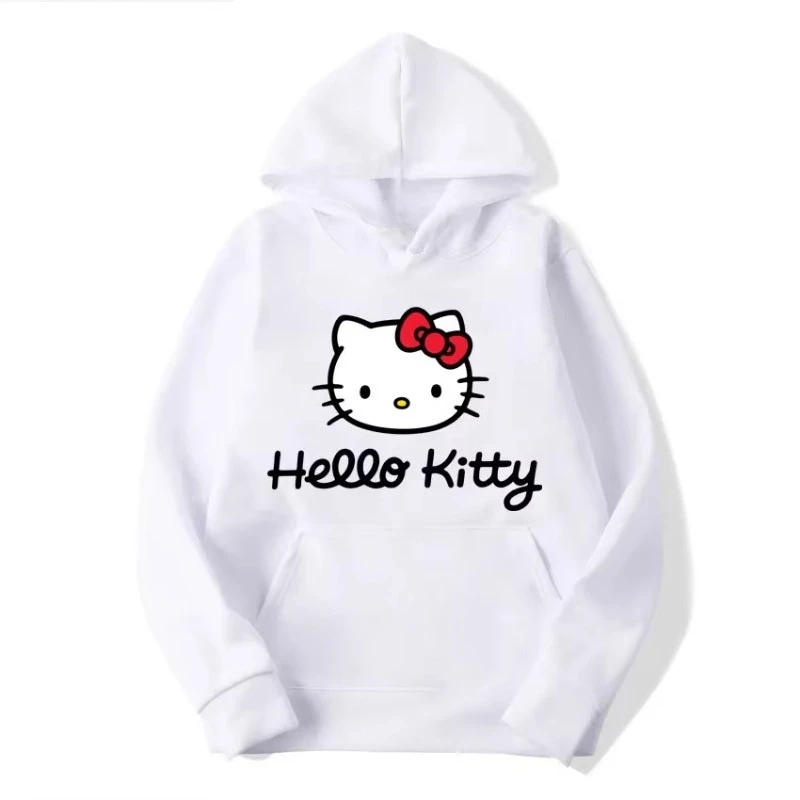 

2025 Sanrio Fashion Women Hoodie Hello Kitty Cartoon Anime Men Sweatshirt Spring Autumn Pink Kawaii Woman Oversized Pullover