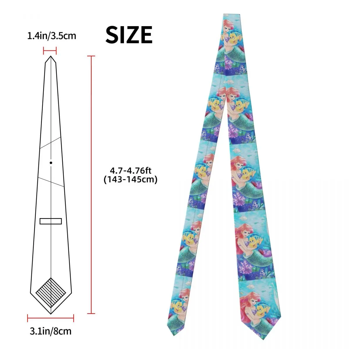 Персонализированный галстук Русалочка Ариэль с рисунком 1 Мужские шелковые галстуки на свадьбу