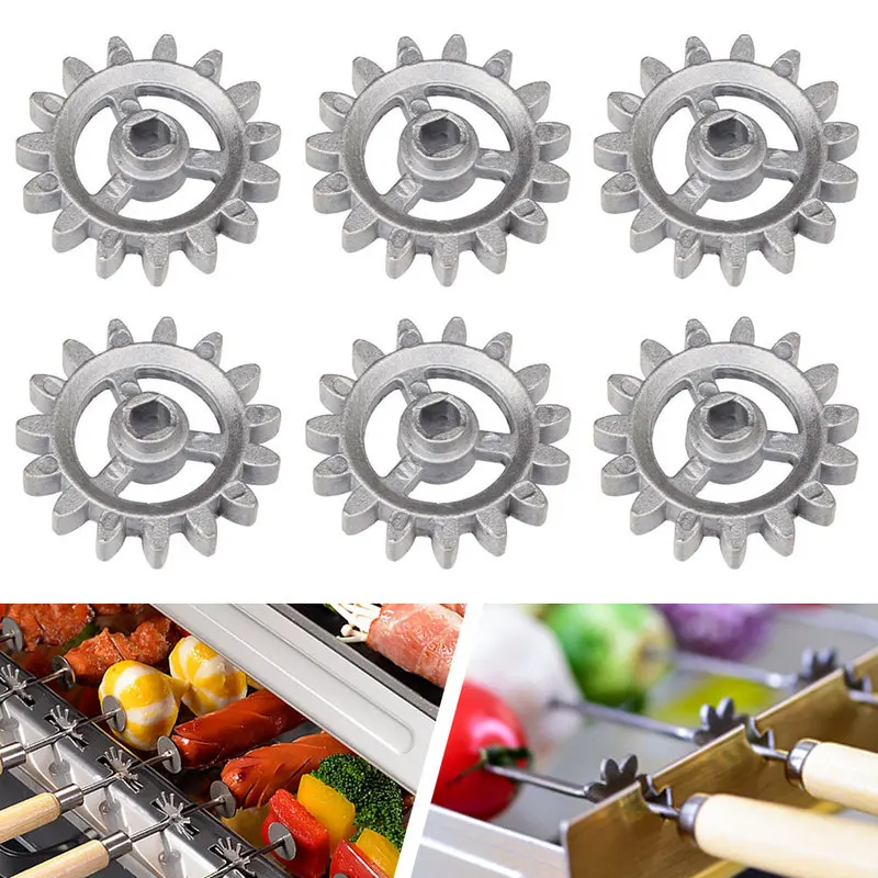 Engranaje de marco de bricolaje para barbacoa, herramienta giratoria automática, Motor eléctrico, todo tipo de agujas planas para hornear, 6 uds.