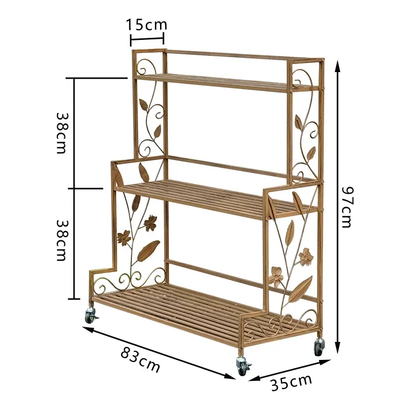 Old wrought iron flower stand, garden outdoor home bookshelf, balcony decoration, courtyard succulent shelf, green plant flower