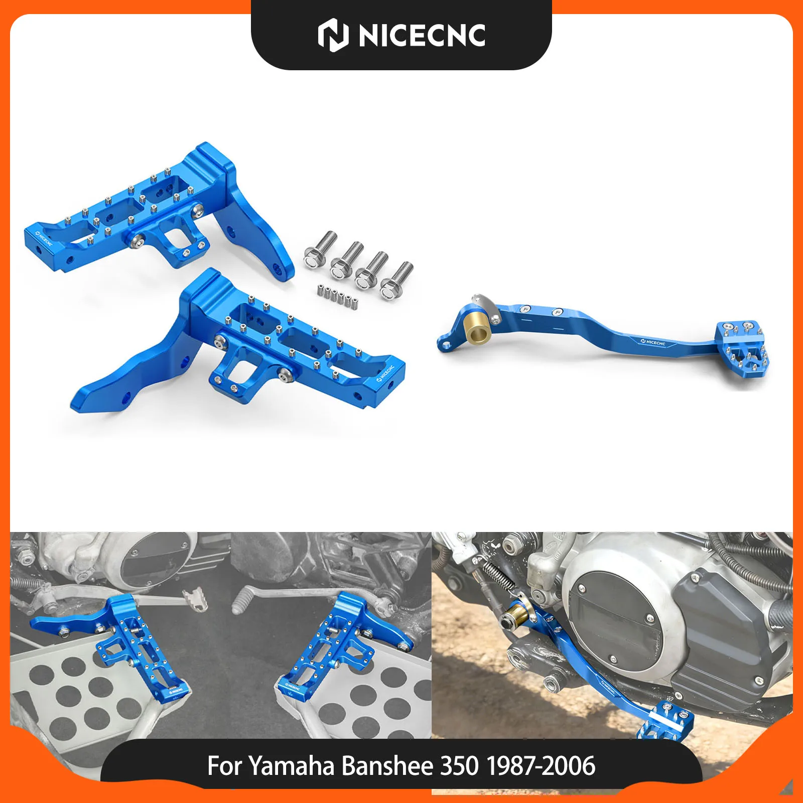 NICECNC For Yamaha Banshee 350 YFZ350 1987-2006 Brake Lever & Extended Wider Foot Pegs Kit Adjustable Aluminum ATV Accessories