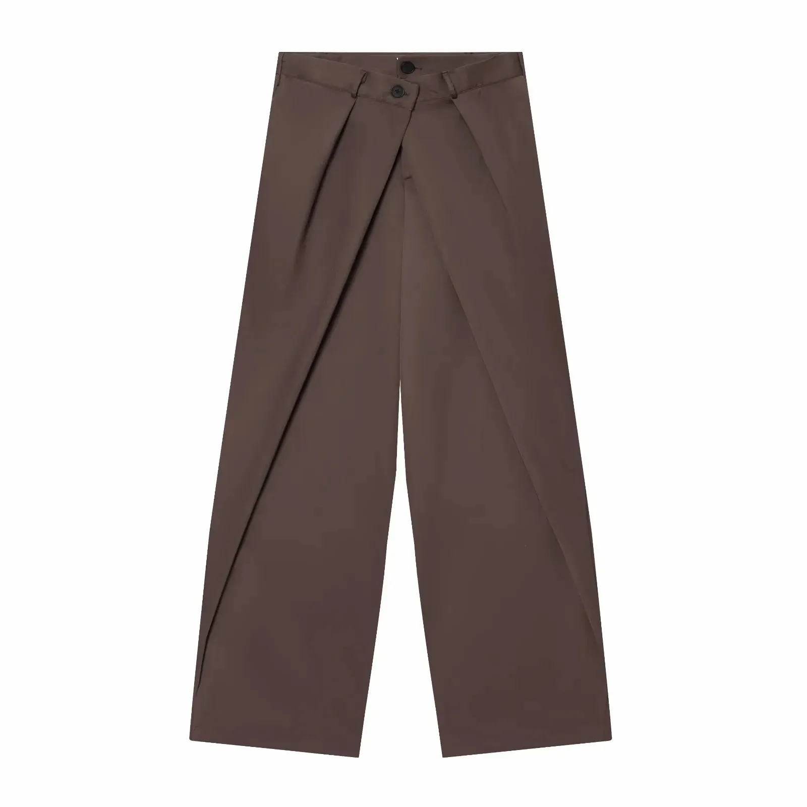 Damen High-Waist Weite Hosen Lässige Gestreifte Doppelknopf Elegante Loose-Fit Hosen – Detail 15