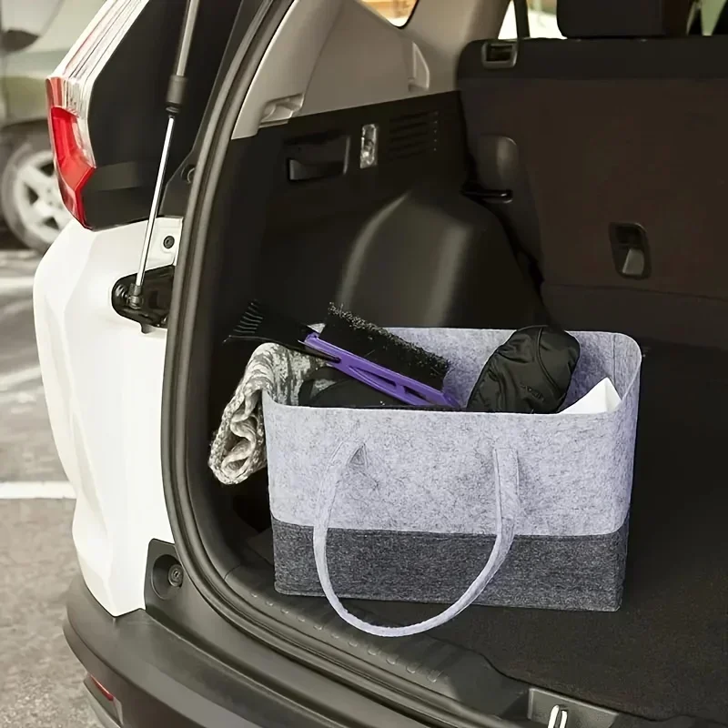 1pc Felt Handbag Large Capacity Shopping Bag, Foldable Tote Bag For Toy Book Sundries Storage With Handle