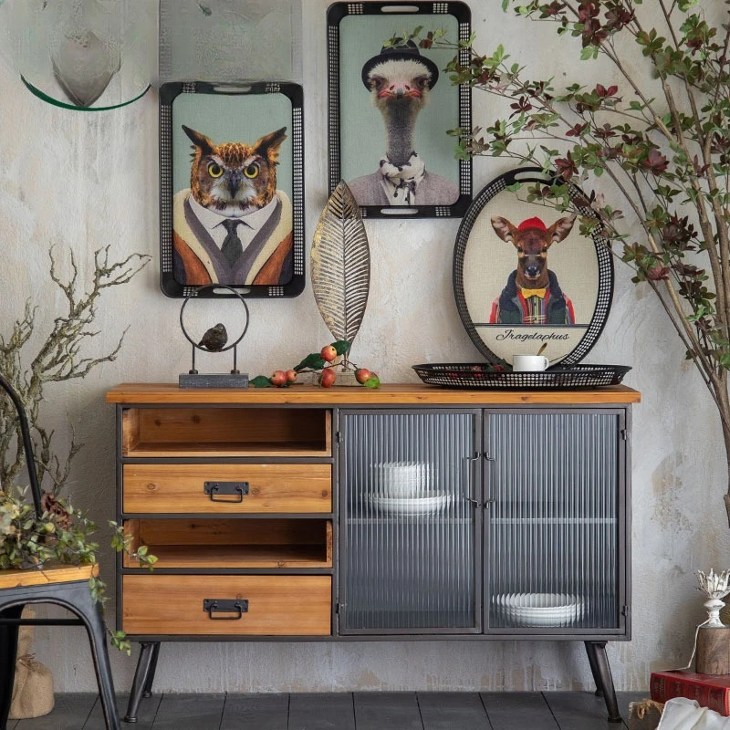 

Европейский ретро-ресторан, обеденный боковой шкаф, лофт, кованое железо, гостиная, диван, боковой шкаф, кровать и завтрак, старая персонализация