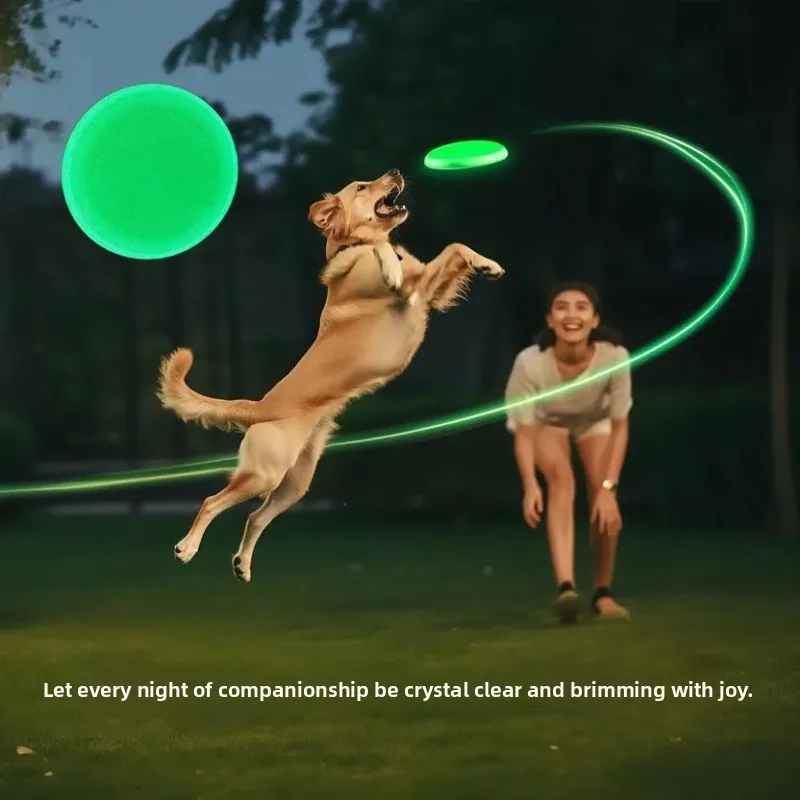 

Glow in the Dark Dog Frisbee, Soft Fluorescent Flying Disc for Outdoor Training, Durable Bite Resistant Toy for Dogs 20cm