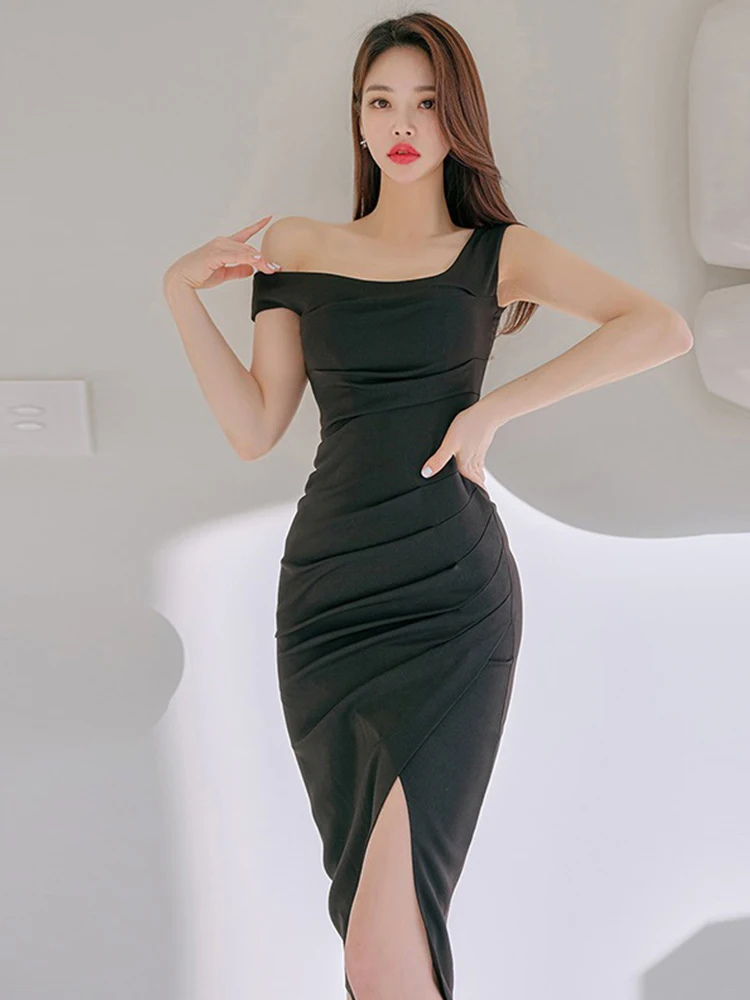 

Новое летнее модное женское вечернее платье, женские сексуальные приталенные платья-миди со складками и открытыми плечами, женское платье для отпуска, праздничное платье