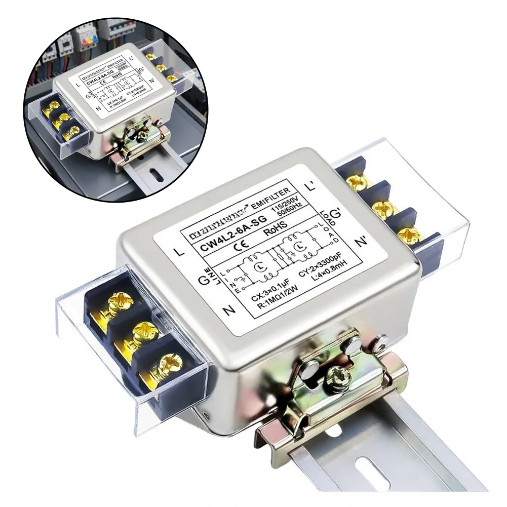 AC 220V Single-Phase Bipolar Filter, 6-30A Current Ratings, Noise Suppression For Power Supply, Compact 10x10cm