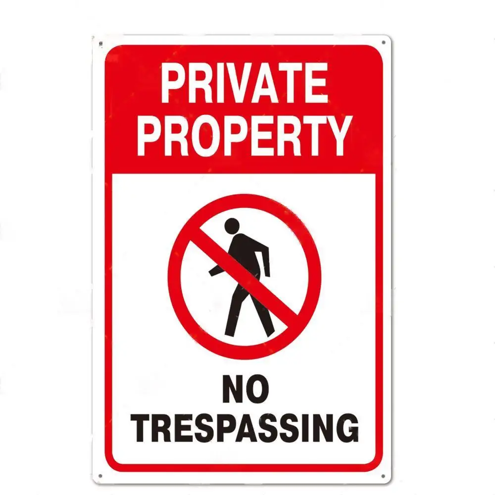 Personality Customization No Trespassing No Entry Private Property Warning Signs Public Garage Workshop Wall 30*20cm