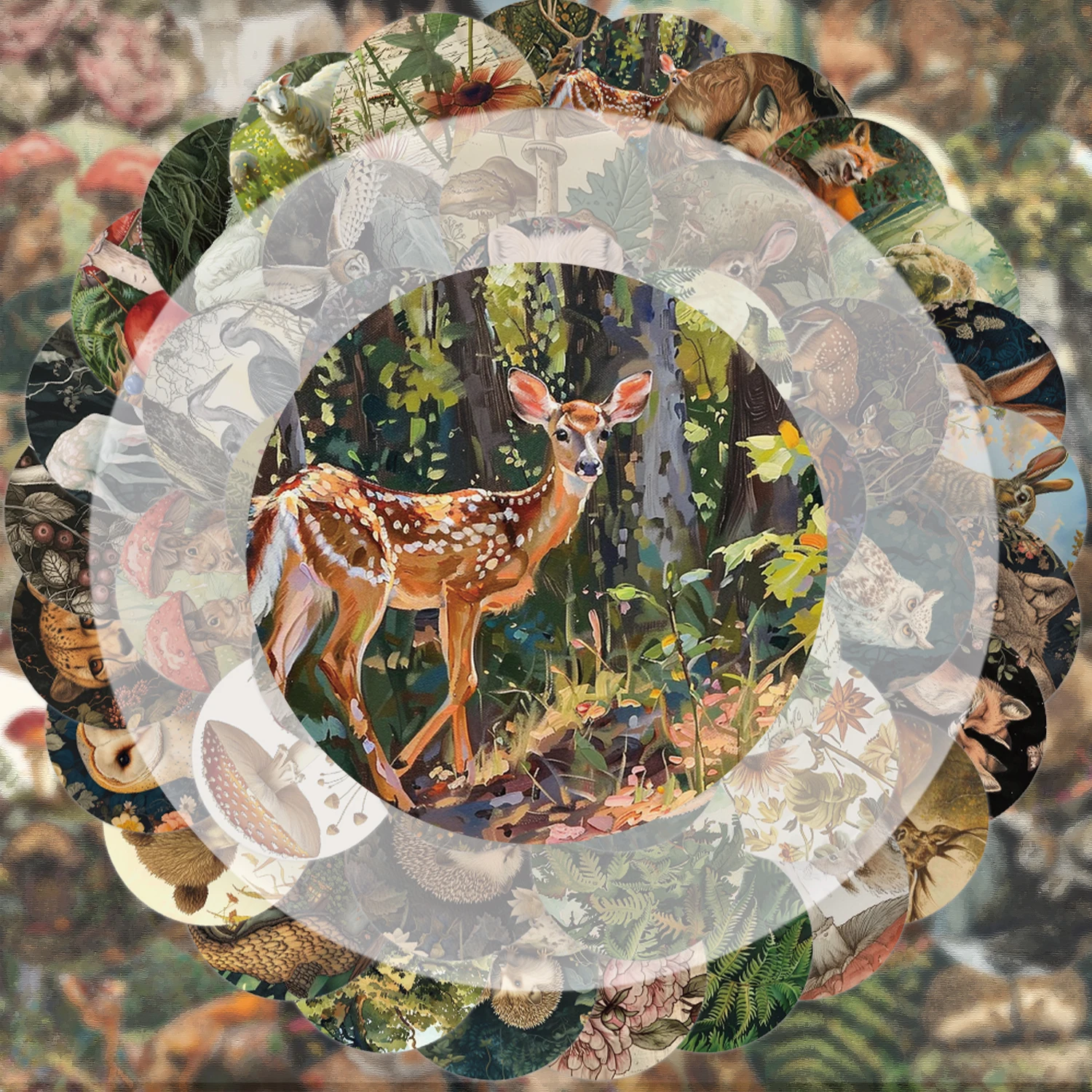 

50 Vintage Animal and Plant Stickers, Suitable for Decorating Water Bottles, Laptops, Cell Phones, Suitcases, Skateboards, Guitars, Gift Boxes, and Party Decorations