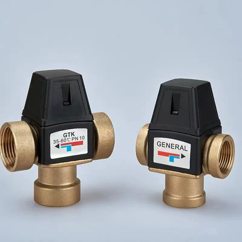 3 way Brass thermostat DN20/25 male/female thread Thermostat mixer Valve for solar water heater sanitary fittings