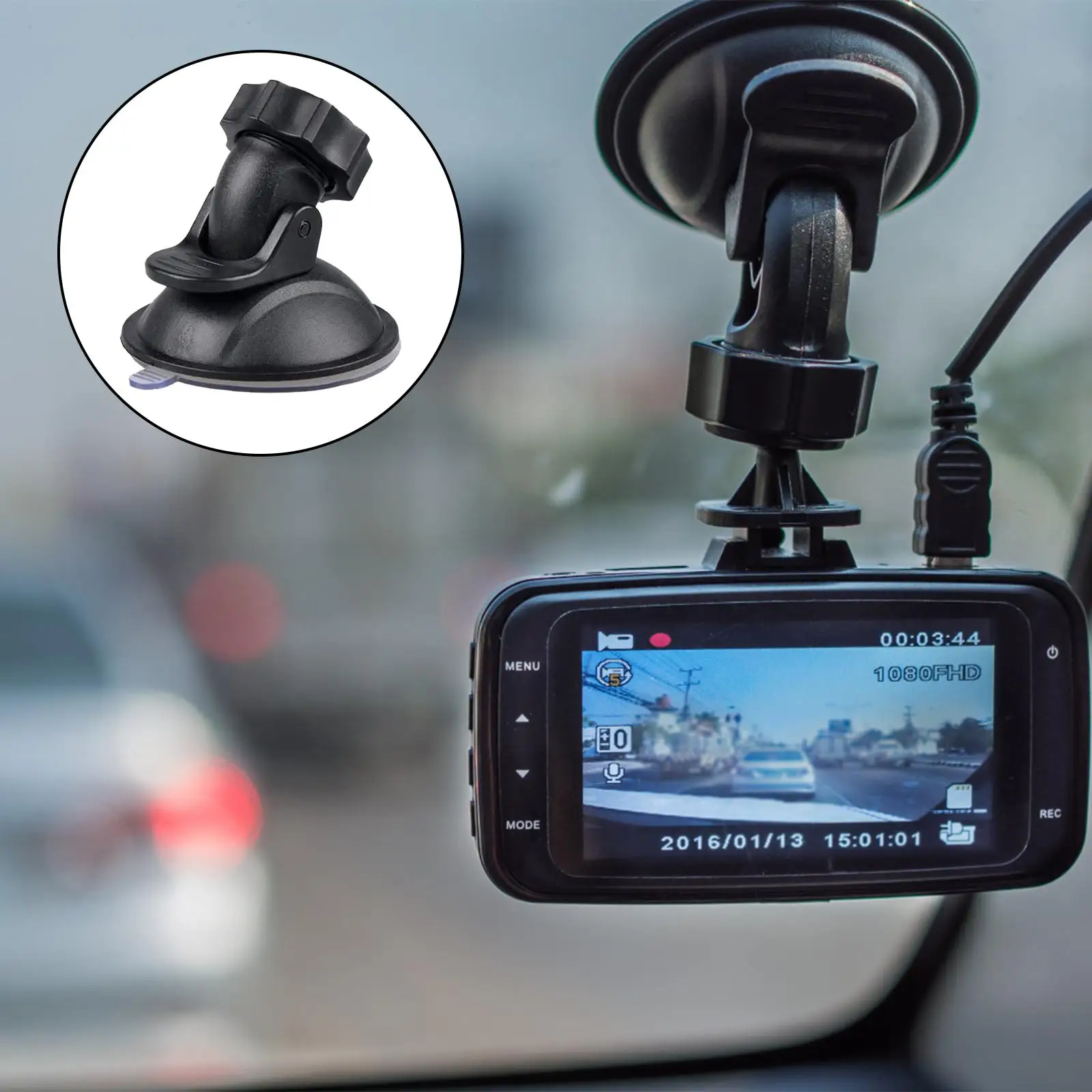 Car Camera Mount Rotatable Bracket Suction Cup Car Dash Cam Replacement Mount for RV SUV GPS Navigation Windshield Dashboard