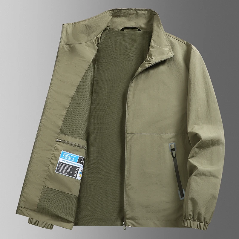 신상 순색 2025 남성 재킷 캐주얼 빠른 건조 방풍 비즈니스 통기성 스탠드 칼라 봄 가을 야외 코트