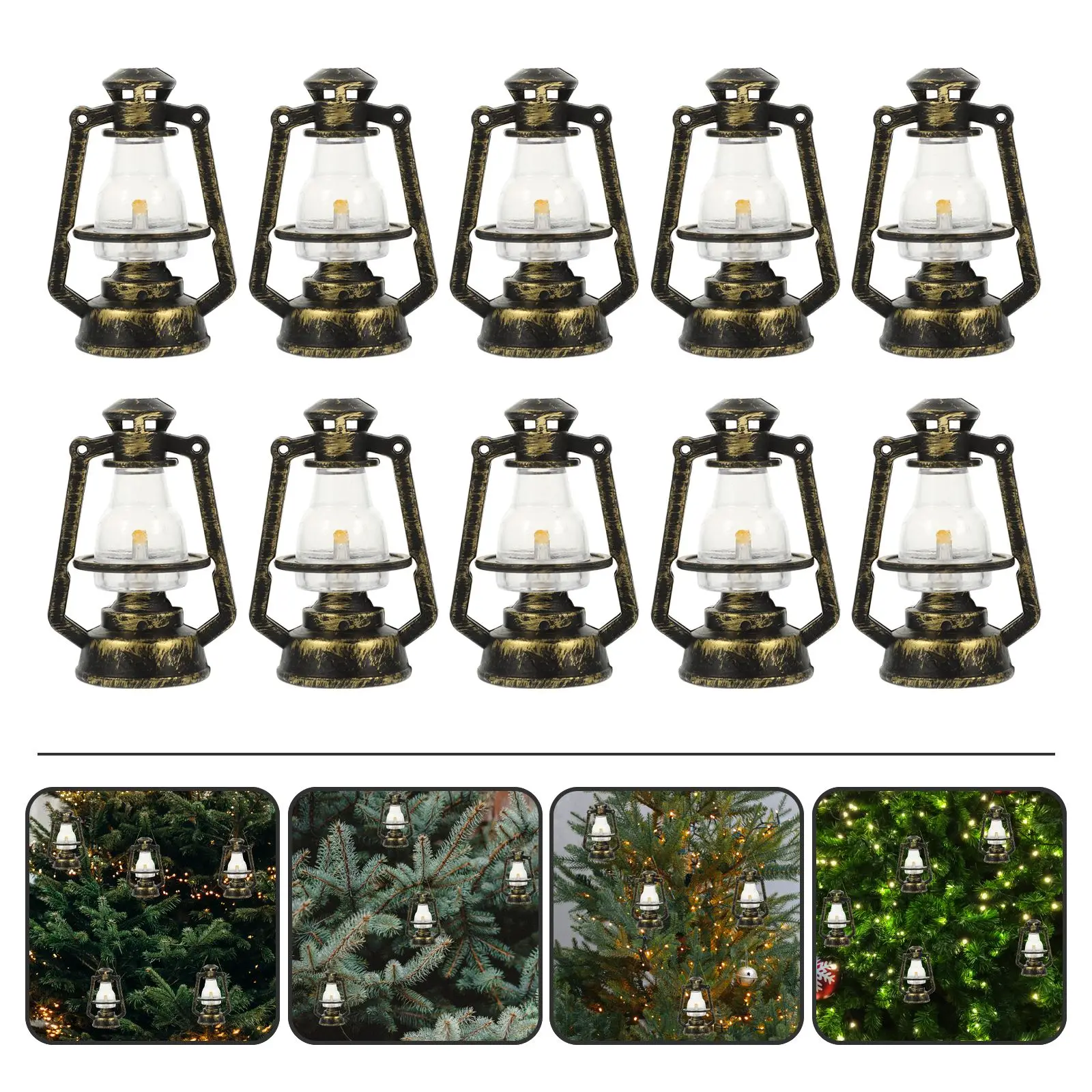 10Pcs Mini Kerosene Lamp Vintage Decor Home Light Lighting Models Plastic Xmas Miniature Retro Lantern Party Decorations