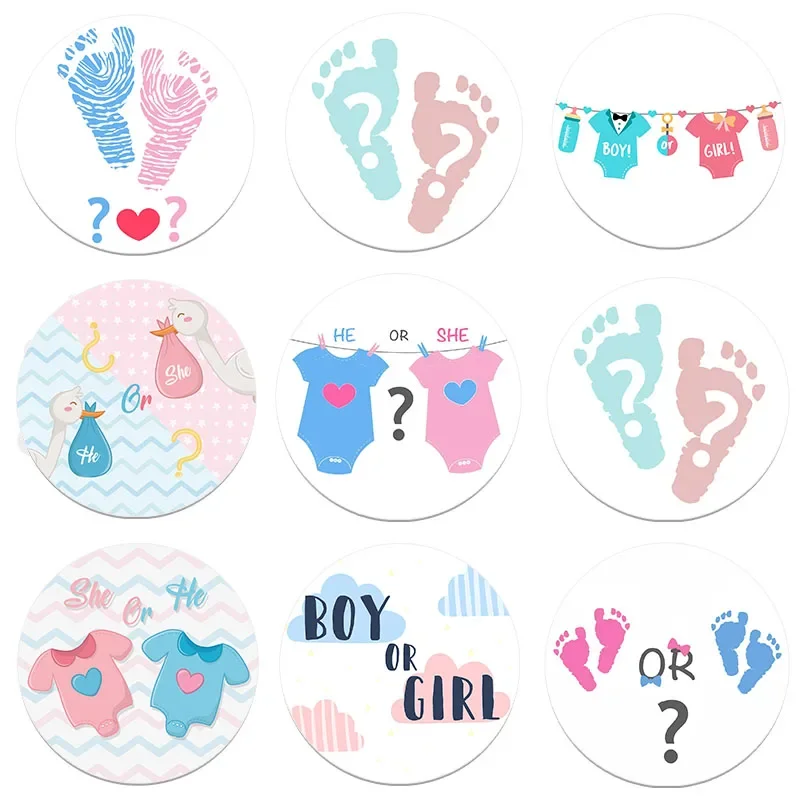 He or She Gender Reveal Team Boy Team Girl Stickers Boy or Girl Tags Labels Party Creative Decoration Baby Shower Supplies