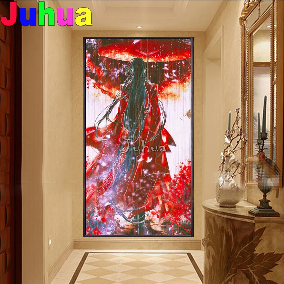 Diamond painting Tian Guan Ci Fu,3d cross stitch,diamond embroidery mosaic Cartoon Anime pattern Porch vertical version Decor,