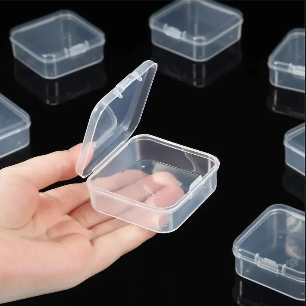 Mini Storage Box Small Square Transparent Plastic Jewelry Beads Earring Ring Dustproof Container Earplugs Packaging Organizer