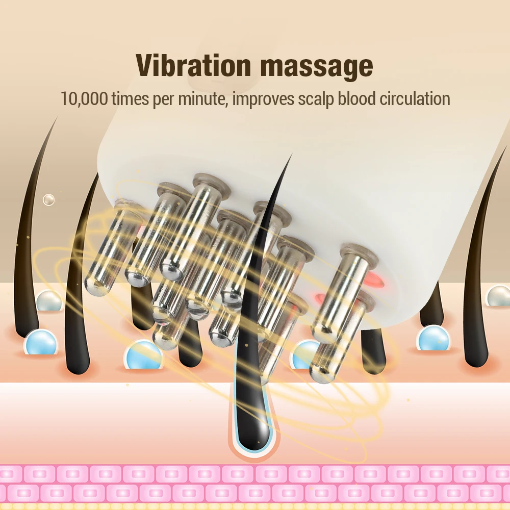 Electric Vibration Hair Growth Massage Comb Red Light Therapy Micro-current Liquid Conductive Comb Scalp Applicator Hair Care