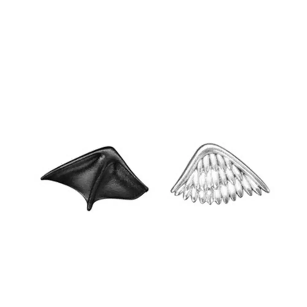 1Pair Angel and Demon Wing Ear Stud Earrings Asymmetric Personality Ear Stud Temperament Jewelry Accessories