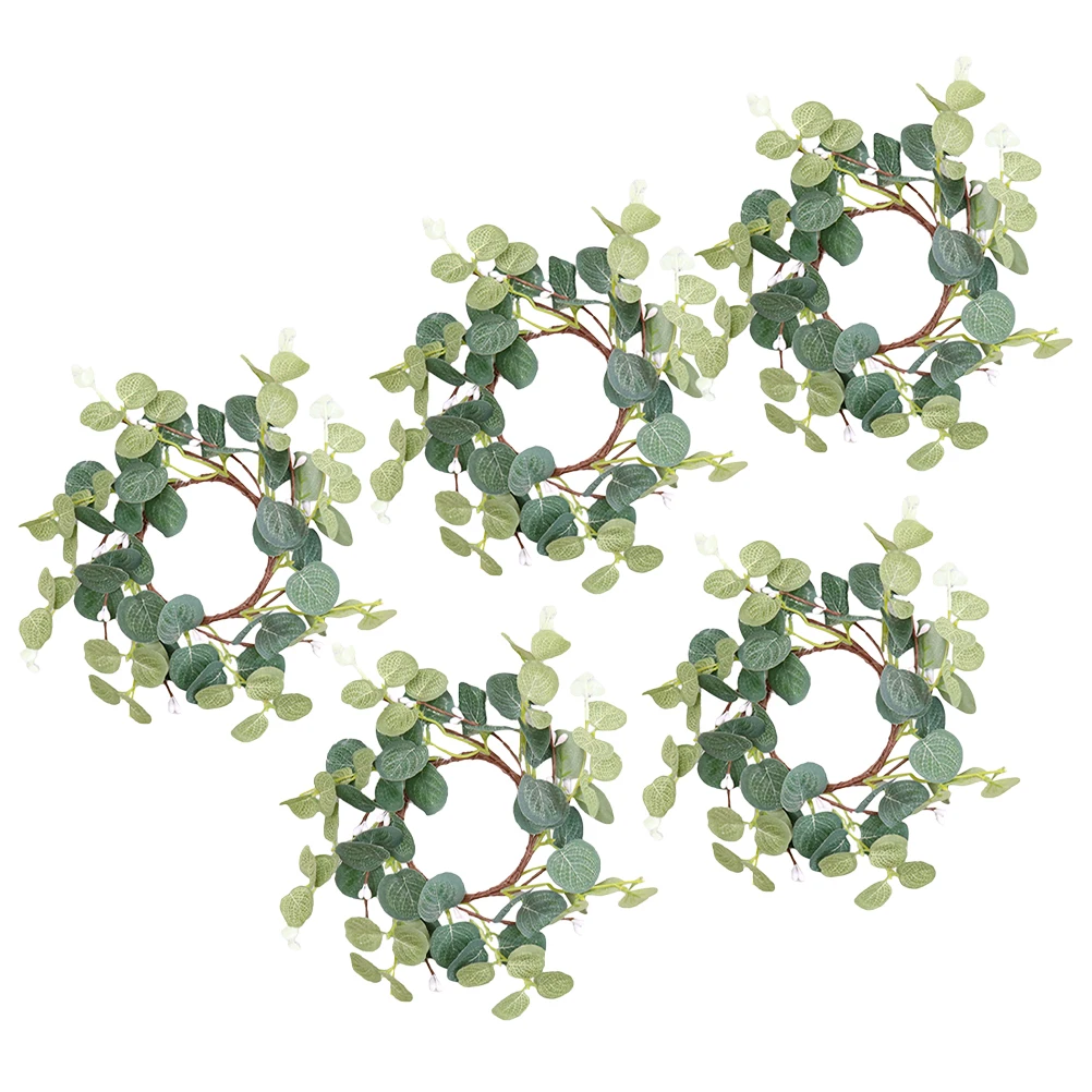 

5pcs Simulated Eucalyptus Wreath Garland Rings Artificial Plant Leaf Decor Indoor Outdoor Party Christmas Thanksgiving