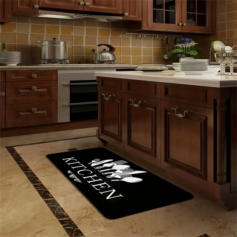 1 Piece Black Kitchen Floor Mat Bathroom Carpet Living Room Rug Bedroom Rug Entrance Mat Washable Non-Slip Carpet Room Decor view 5