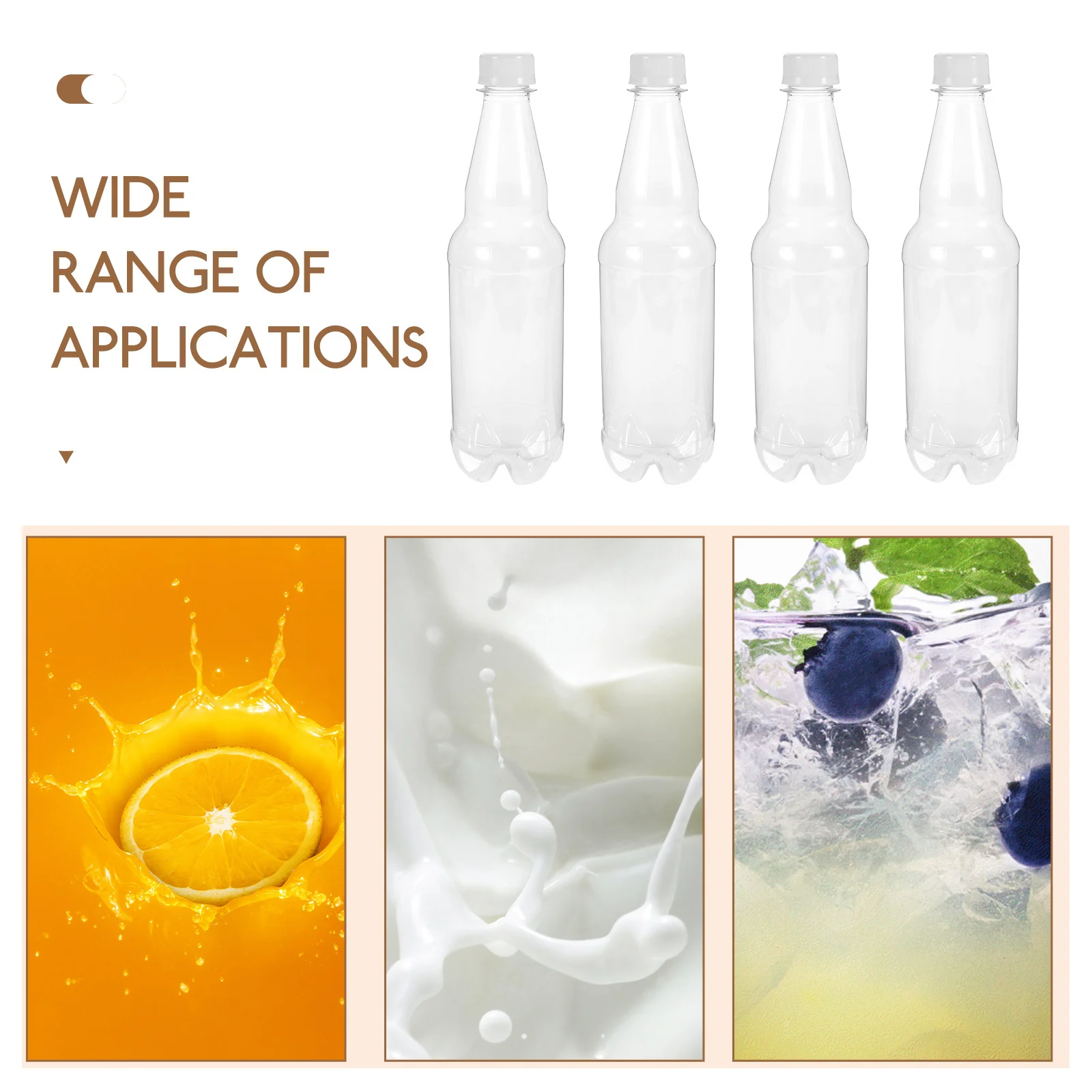 

6pcs Beer Bottle Transparent Plastic Juice Bottle Reusable Leakproof Flat Bottom For Daily Use Outdoor Portable Storage