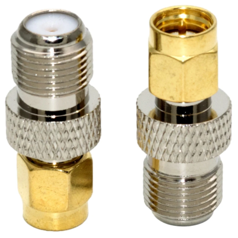 2PCS RF Coaxial Coax Adapter SMA Male To F Female Coaxial Coax Adapter Silver Nickel Plated Convert Adapter