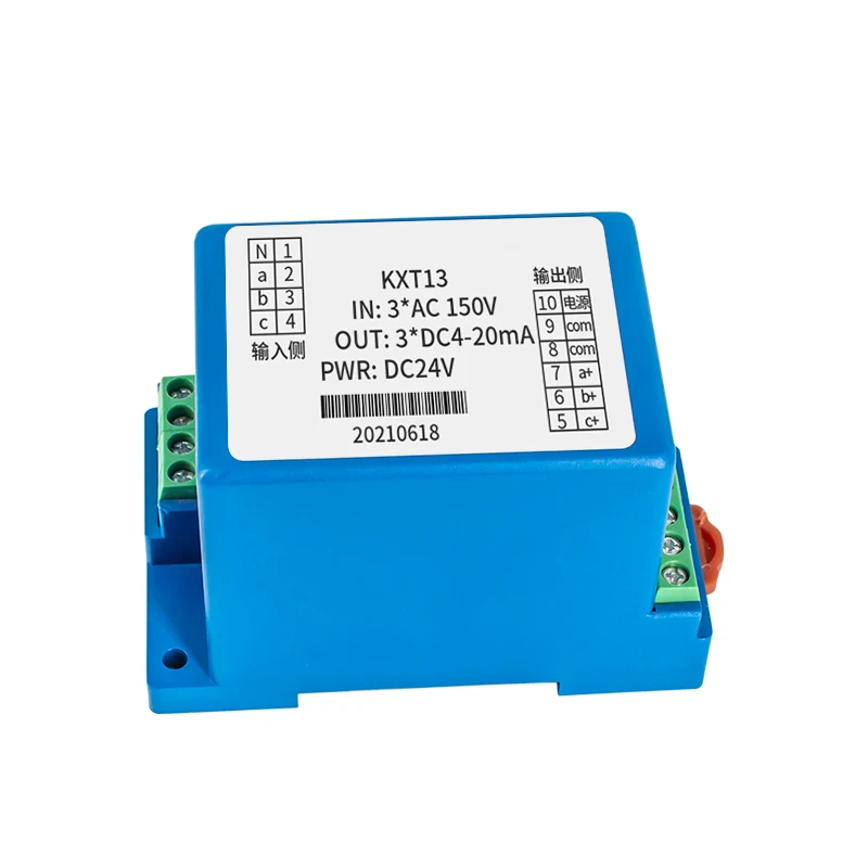 

3-Phase 4-wire AC Voltage Transmitter 4-20mA 0-10V 0-5V Votlage Transducer 0-100V 0-200V 0-300V 0-500V AC Voltage Sensor