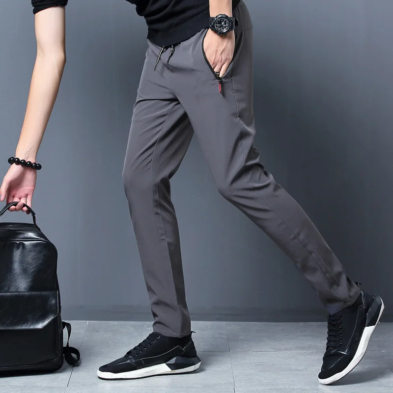 Men\'s Casual Pants Stretch Slim Fit Elastic Waist Jogger Korean Classic Blue Black Gray Male Brand Trousers Plus Size 4XL 5XL