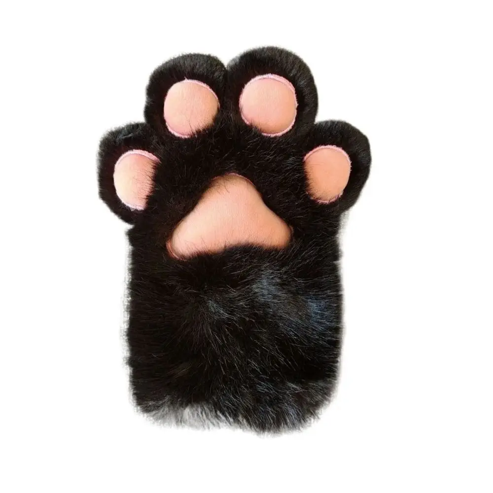 Rękawice do kostiumu cosplay w stylu kreskówkowym, futrzane rękawice kigurumi, grube rękawice z kocimi pazurami, futrzane ciepłe pluszowe rękawice z kocimi łapkami na imprezę.