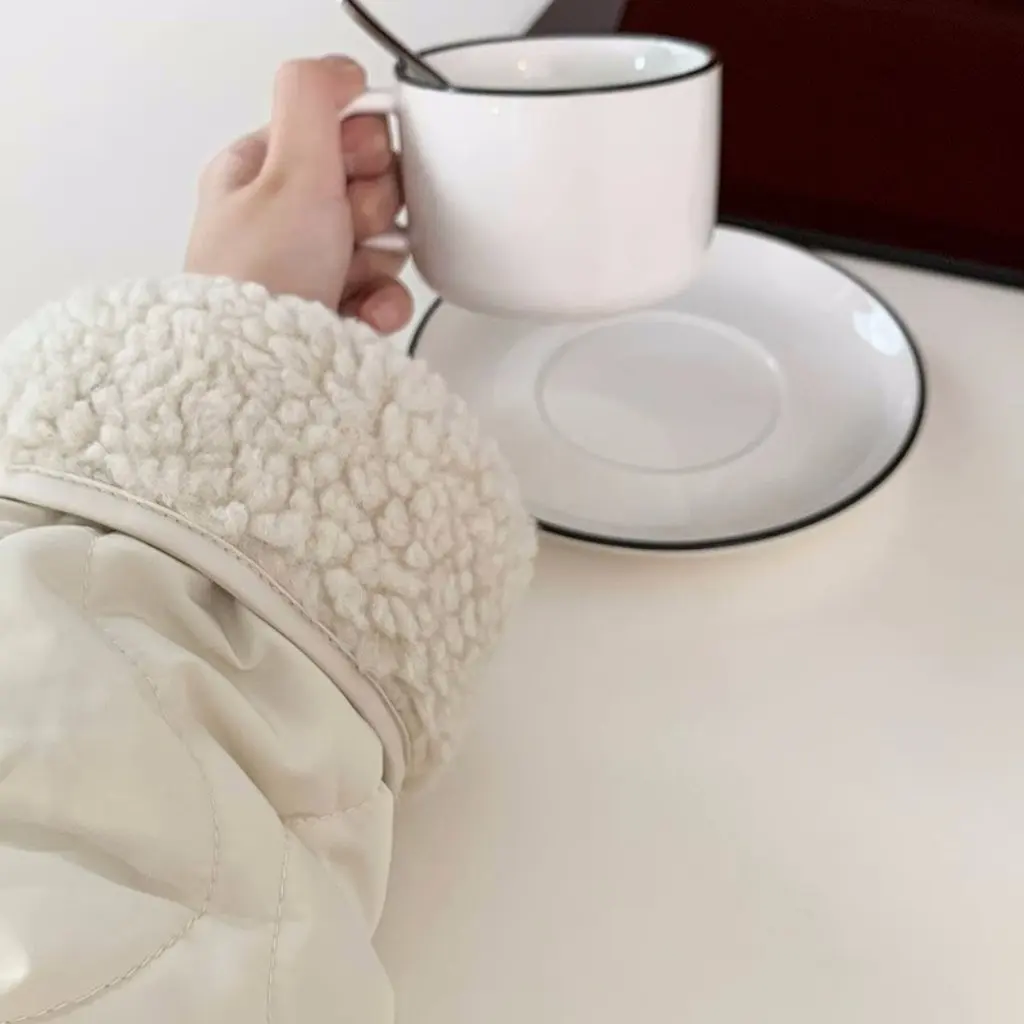 

Women's Collarless Lamb Wool Cotton-Padded Coat Korean Style Loose Fit Fleece-Lined Thickened Jacket